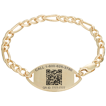 QR Code Figaro Medical ID Bracelet 14K Gold, Gold, large image number 2